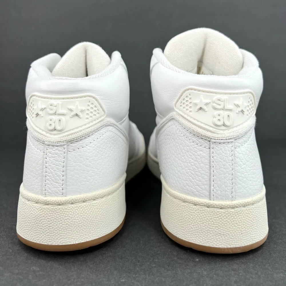 SAINT LAURENT SL 80 WOMEN SL/80 HIGH TOP LOGO YSL LEATHER SNEAKERS SIZE 39.5 - Picture 5 of 15